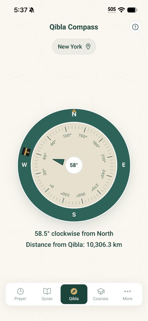 Qibla finder: compass and direction toward the Kaaba